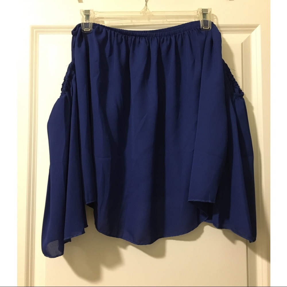 Royal blue off the shoulder cropped blouse